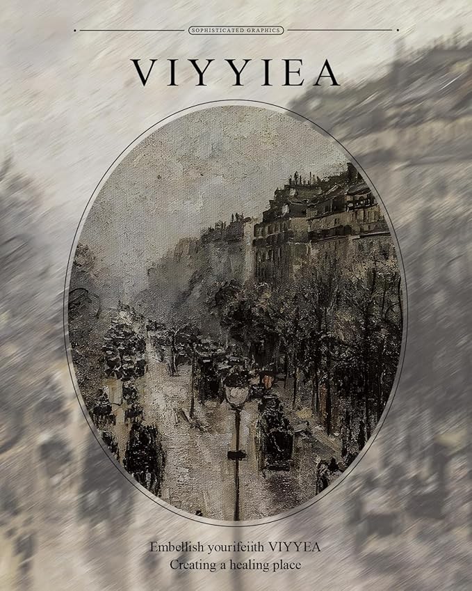 VIYYIEA Gold Framed Wall Art Canvas Print Home Decor for Living Room Classical Cityscape Artwork Wall Decorations Vintage Canvas Prints Parisian Street Bathroom Farmhouse Wall Pictures Office 11x14in