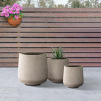 Kante 15.3"+11.6"+8.2" Dia Round Concrete Planter, Large Outdoor Indoor Planter Pots Containers with Drainage Holes and Rubber Plug for Home Garden Patio, Buff Concrete