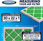 20X22x1 MERV 13 Air Filters, 6-Pack, Actual Size: 19.70" x 21.70" x 0.75", Pleated Design with Enhanced Filter Media for Superior Filtration,Perfect for HVAC, AC & Furnace Systems