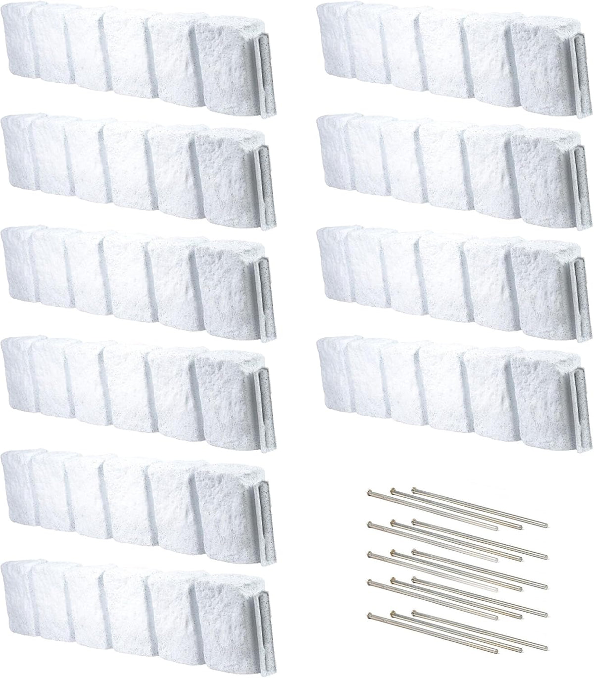 Beuta Landscape Edging | Garden Edging Border | Faux Stone Block XL for Lawn Edging, Flower Beds & Yard Edging – 10 Pack | Each Section Has 6 Blocks 48" L x 4" W x 9.5" H | 30 Spikes | Limewash