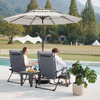 JEAREY 9FT 3 Tier Patio Umbrella Outdoor Market Umbrella Table Umbrellas with 8 Ribs 1.5 Pole Push Button Tilt and Crank UV Protection for Garden,Off-white