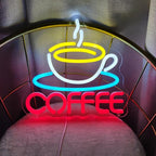 Coffee Neon Sign Coffee LED Sign Coffee Bar Neon Sign But First Coffee Neon Sign, Coffee Sign for Coffee Shop Home Coffee Lovers Art Wall Decor, 10.2" x 9.7"