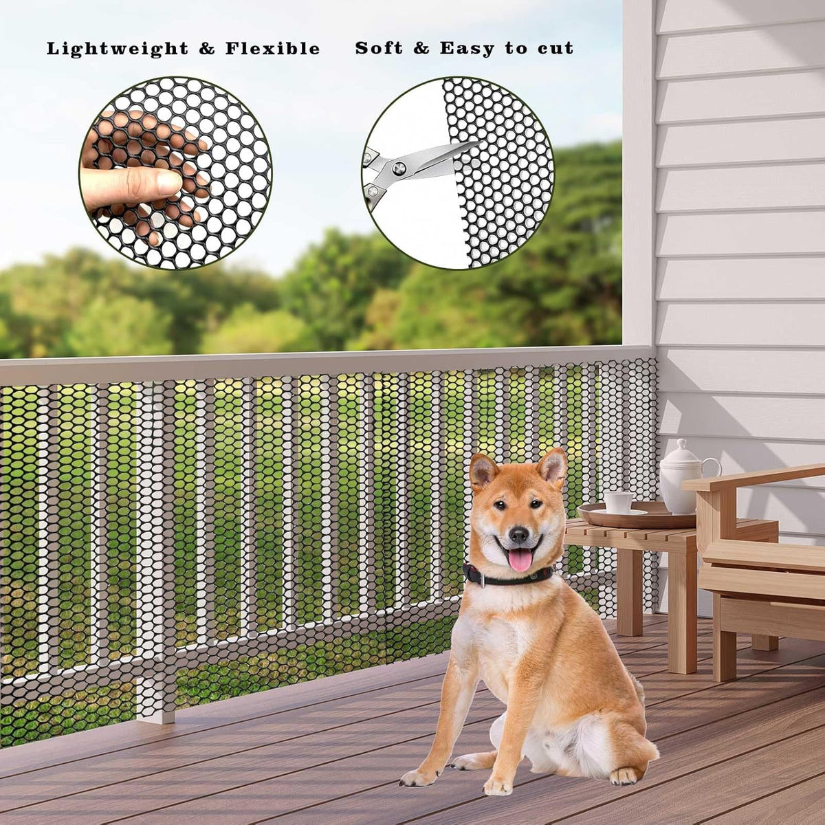 49.2 FT x 15.7 in Roll Mesh Fence, Versatile Black Plastic Fencing & Netting, Cuttable Animal Wire Mesh Fence, Durable Tree Trunk Protector, Suitable for Cat Dog Rabbit Barrier and Plant Protectors
