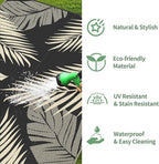 GENIMO Outdoor Rug 2.5' x 8' Waterproof for Patios Clearance, Reversible Outdoor Plastic Straw Camping Rug Carpet, Large Area Rugs Mats for RV, Camper, Deck, Balcony, Porch, Beach, Black&Beige