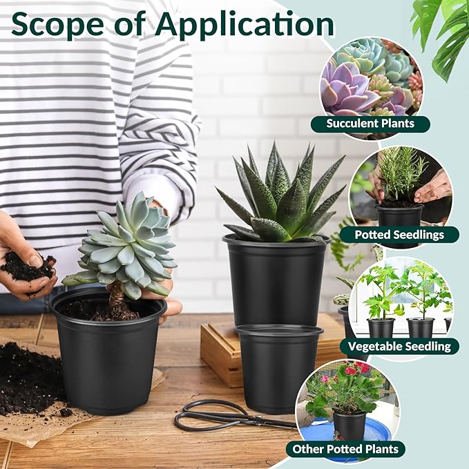 110 Pcs Small Plastic Palnt Pot, 4 5 6 Inch Nursery Pots with Drainage, Seedlings Starter Pots for Plants, Great for Herbs, Cuttings, and Starter Plants (110 pcs,5 inch)