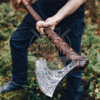 SHINY CRAFTS-Axes Handmade Viking Axe Hatchet Norse Axe- 40" Long Two-Handed Berserker Axe Forged Axe - Bearded Axe - with Sheath (VBA-08)
