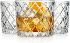 Glaver's Whiskey Glasses Set of 4. 10oz. Double Old Fashioned Glasses for Cocktail Bourbon Rock Glasses,Bar Glasses for Scotch Tequlia Rum. Diamond Cut Glasses. Gift for him