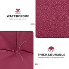 Porch Swing Cushions,Outdoor Cushions 3 Seater Replacement with Backrest, Waterproof Thickened Bench Cushion with Ties for Porch, Patio,Outdoor, Backyard and Garden (Wine Red 47 * 40 in)