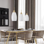 Mini Glass Pendant Light 3-Pack Handblown Art White Swirl Oval Glass Hanging Pendant Lamp 4.72" Glass Chandelier for Kitchen Island Dining Room Living Foyer Hallway Entry Brushed Gold Finish