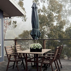 AuldHome Design Umbrella Planter for Patio Table (Black Square), w/Umbrella Hole, Enamelware Rectangular Planter Pots