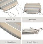 Outdoor Chair Cushions Set of 2,Patio Seat Cushion 17"x16"x2",U-Shaped Dining Chair Cushion 17 by 16 Inch,Water Resistant,Fade-Resistant Chair Pads for Kitchen Garden Furniture(Gray Stripe)