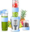 Personal Blender, Electric Shake Bottle with 2 x 20oz Travel Bottle and Coffee/Spices Jar, Portable Shaker Cups for Protein Shakes, 500W Single Serve Blender for Shakes and Smoothies, Sports(Blue)