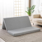 Foldable Mattress, 4 Inch Memory Foam Guest Floor Mat, Tri Folding Portable Mattress for Kids and Adults, Washable Cover, Non-Slip Design, Single Size (25.2" L x 74" W x 4" Th), Grey