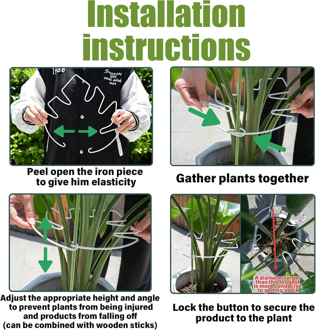 5PCS Monstera Plant Stem Support White - 11x9.4 inches, Durable Adjustable Leaf Supports for Indoor Plants, Fishbone Cactus Stake Holder for Garden Stability