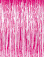 GOER 6.4 ft x 8.2 ft Metallic Tinsel Foil Fringe Curtains,Pack of 2 Party Streamer Backdrop for Galentines Day,Birthday,Graduation Decorations and New Year Eve (Hot Pink)