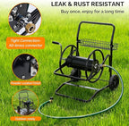 VINGLI 2-Wheel Garden Hose Reel Cart, Freestanding Water Hose Reel for Outside with Heavy Duty Portable Rolling Design Metal, 200FT Capacity for 3/4" Hose for Outdoor Use (Black)