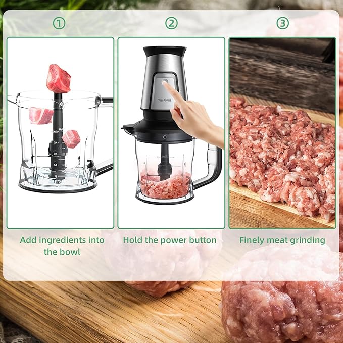 BioloMix Blender and Food Processor Combo, 700W Portable Juicer, Personal Blender, Meat Grinder, Food Processor, Coffee Spice Grinder, Meat Chopper, Smoothies, Fruits Mixer
