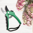 Nevlers 8" Green Bypass Pruning Shears Heavy Duty | Flower Shears & Pruning Scissors w/Steel Blades, Blade Lock & No-Slip Grip | 8mm Cut Capacity Garden Clippers Handheld for Flower Stems & Branches