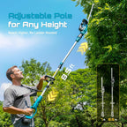 SEESII Pole & Cordless Hedge Trimmer 2-in-1: Electric Bush Trimmer with 20" Dual-Action Blade - 2 Pcs 4.0Ah Batteries, Telescopic Pole, Adjustable Rotating Head, Handheld Hedge Cutter for Tree Shrubs