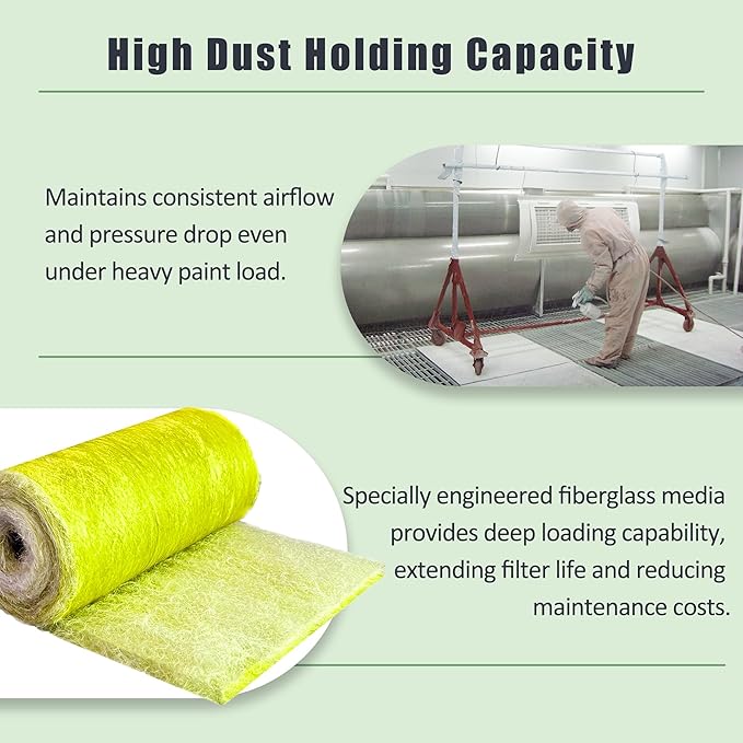Fiberglass Paint Booth Filter Roll for Spray Booth 22-Gram Yellow 200ft (60" x 200ft)