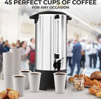 Zulay Commercial Coffee Maker Stainless Steel - Coffee Urn With Twist-Lock Lid & Cool-Touch Handles - Quick-Brewing Coffee Maker With Keep-Warm Mode For Events & Catering - 45 Cup Silver