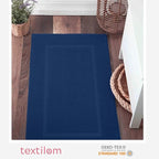 TEXTILOM Luxury 2 Pack Banded Cotton Bath Mats for Bathroom Floor [ Hotel, Spa, Tub, Shower Bath Mat Floor Towel Set ], Machine Washable & Soft & Absorbent & Quick Dry (20''x34'')- Navy