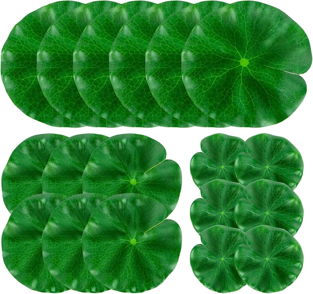 18PCS Lily Pads for Ponds Artificial Pond Plants Floating Flowers for Pool Aquarium Plants Lotus Flower for Fish Koi Pond Accessories for Outdoor Ponds Patio Pond Decorations 3Sizes