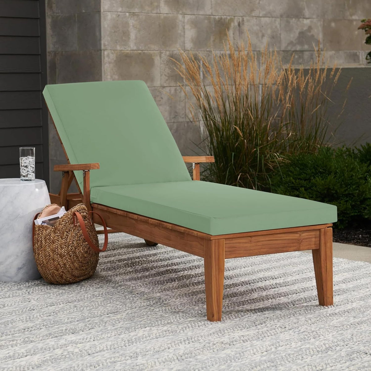 Chaise Lounge Cushions Outdoor - Waterproof and Fade Resistant Sun Lounger Replacement Cushions - Patio Lounger Pads with Removable Cover for Pool, Deck, Lawn, 72 x 21 x 3 Inch, Sage Green