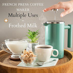 Mixpresso Green Stainless Steel French Press Coffee Maker 26 Oz 770 Ml, Double Wall Insulated French Press Stainless Steel, Easy Clean Tea Brewer, Easy Press Durable Metal Coffee Press