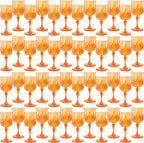 Plastic Wine Glasses，Plastic Goblets Vintage Style Cordial Drinking Glasses for Wedding Reception, Grand Event Party Supplies (48, Pumpkin orange)