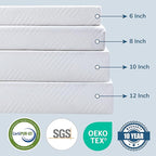 EGO White 10 inch Twin Memory Foam Mattress, Gel Green Tea Mattress Bed in a Box, CertiPUR-US Certified, 38"×75", Medium Firm