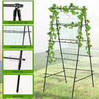 Garden Trellis for Climbing Plants, 71" H x 32" W Metal A-Frame Cucumber Trellis Outdoor Fruits Watermelon Plants Vegetable Tomato Squash Peas Beans, with Netting, Black