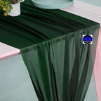 MDS 25 Pack 10ft Chiffon Table Runner 29 x 120 Inches Sheer Wedding Runner Romantic Rustic Table Runner for Wedding Decorations, Birthday Parties, Bridal Shower Party Arch Decor - Hunter Green