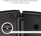 AuldHome Design Umbrella Planter for Patio Table w/Umbrella Hole (Black), Enamelware Half-Circle Planter Pots