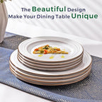GBHOME Ceramic Dinnerware Sets,12 pcs Embossed Elegant Stoneware Plates and Bowls Sets, Housewarming Wedding Gift | Dishwasher & Microwave Safe | Dishes Set Service for 4