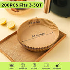 Ctizne Disposable Air Fryer Liners, 200PCS 6.5In Round Parchment Paper Liner for Baking Roasting, Non Stick Oilproof Microwave Oven Air Fryer Accessories