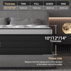 Full Size Mattress, 12 Inch Hybrid Mattress in a Box with Individual Pocket Spring, Gel Memory Foam and Euro Top, Medium Firm Feel with Motion Isolation, Pressure Relief, Edge Support, Black