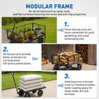 Yesker Steel Garden Carts - 1100lbs Dump Wagon with All Terrain Inflatable Wheels for Yard Lawn Farms Gardening - Heavy Duty Utility Outdoor Hauling Wheelbarrow