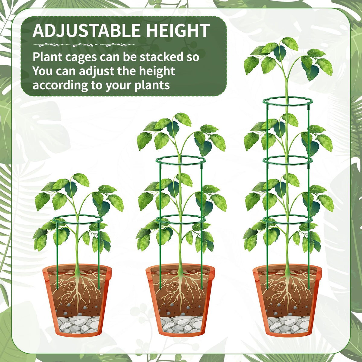 Moiggonoy 12 Pack Plant Support Stakes Sets - Versatile Plant Cages, Stackable Garden Flower Support， Small Plant Stakes for Indoor Plants,Tomato,Monstera, Peony, Hydrangea, Climbing Plants