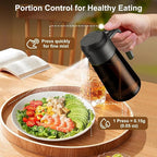 Oil Sprayer for Cooking, 16oz Glass Olive Oil Dispenser Bottle for Kitchen Gadgets, 2 in 1 Spray and Pour Dark Brown Bottle with Stickers for Air Fryer, Salad