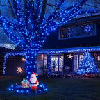 JMEXSUSS Blue 400 LED Christmas Lights Outdoor, 132ft Christmas Tree Lights with Remote, Indoor Blue String Lights Plug in for House Christmas Bush Decorations