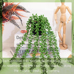 Fake Plants Indoor Artificial String of Pearls Plant in Black Pots, Long - Trail Realistic Green Faux Hanging Succulents Plants for Living Room, Kitchen, Balcony, Garden, Bedroom Decor