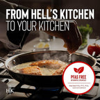 Hell's Kitchen Hybrid 3 Piece Set, 8-inch Frying Pan, 2.5 Qt Saucepan and Tempered Glass Lids, Tri-Clad Stainless Steel and PFAS-Free Ceramic Nonstick, Metal Utensil Safe, All Cooktops, Oven Safe