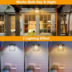 Solar Shed Lights with 2 Motion Sensors, Classic Metal Solar Chandelier Outdoor with 5 Lighting Modes, Waterproof Pendant Lamp with Remote Control for Gazebo, Garden, Patio, Barn(16.4FT Cord, 2 Pack)