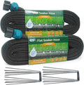 Hlinker 2026 Flat Soaker Hose 50 ft (25ft 2Packs) with Stake for Garden, Linkable Drip Hose Diy Automates Garden Irrigation System Saving 87% Water, Dual-layer Leak-free Design Water Hose with Holes