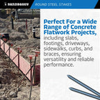 Sandbaggy Round Steel Concrete Form Stakes with Nail Holes - Rust Resistant Coating - Removable, Reusable (50, 3/4 in X 24 in)