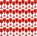 Plastic Wine Glasses，Plastic Goblets Vintage Style Cordial Drinking Glasses for Wedding Reception, Grand Event Party Supplies (48, Red)