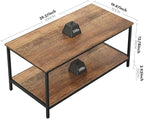 SAYGOER Coffee Table with Storage 2-Tier Industrial Center Table for Living Room, Rectangle Wood Table for Small Spaces Apartment Home Office, Walnut