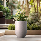 Kante Tall Concrete Planter, 21.7-Inch Height Light Gray Large Indoor Outdoor Plant Pot with Drainage Hole for Patio Garden Home, Modern Decor for Flowers and Tree
