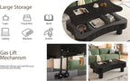 42.5'' Modern Lift Top Coffee Table for Living Room, Solid Wood Center Table, Fluted Panel Design, Storage Compartments, 42.5x27.2 Inch Surface, Hydraulic Lift Mechanism, Easy Assembly (Black)